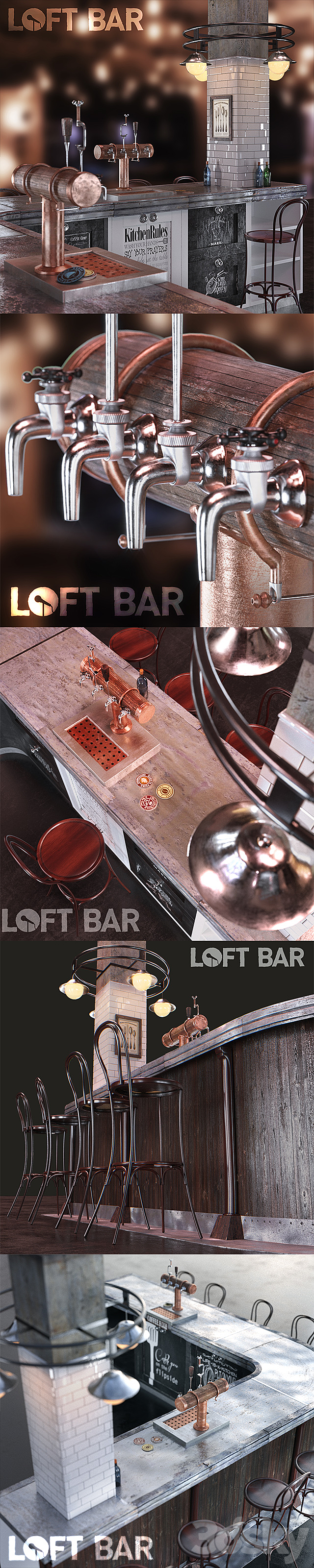 Bar Reception _ Bar Counter 3DS Max Model - thumbnail 2