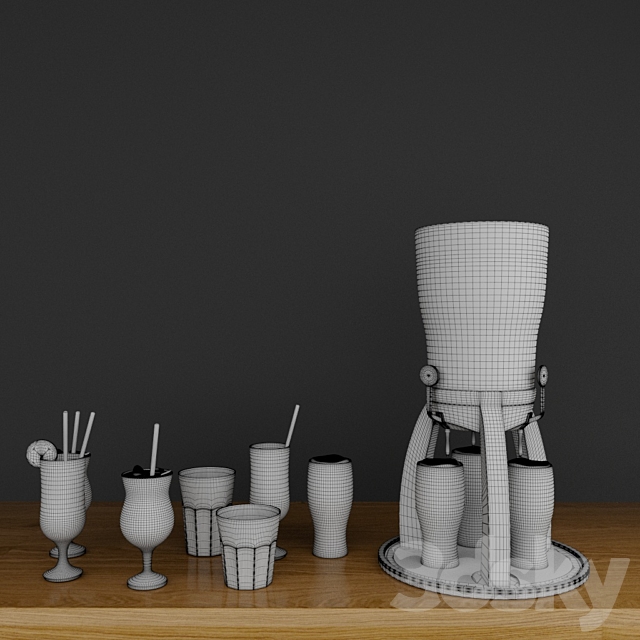 bar set 3DS Max Model - thumbnail 2