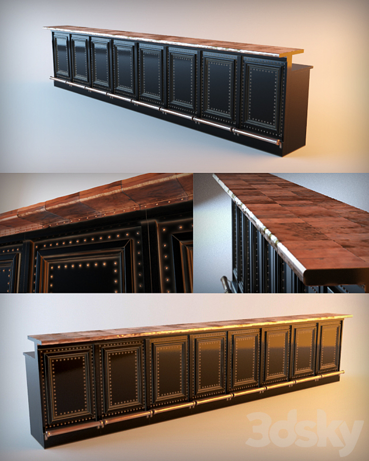 Bar with a copper finish 3DS Max - thumbnail 1