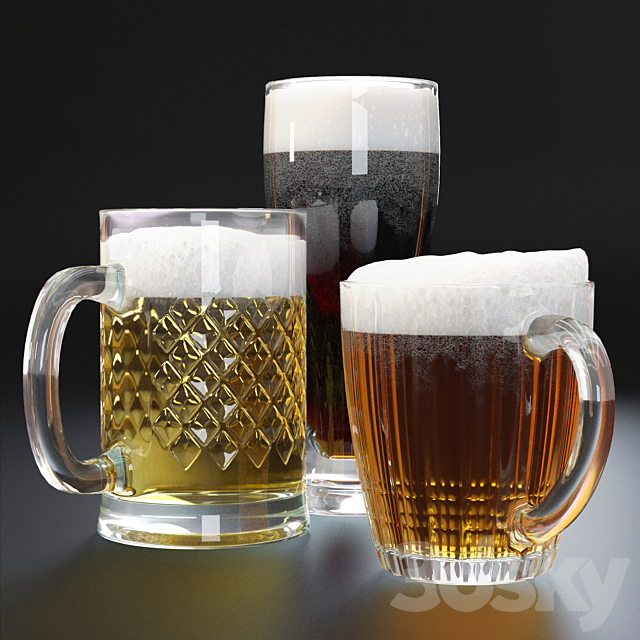 Beer tower & beer mugs 3DS Max Model - thumbnail 3