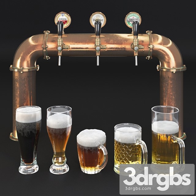 Beer tower & beer mugs 3dsmax Download - thumbnail 1