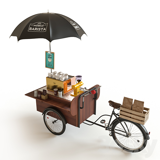 Bicycle cafe 3DS Max Model - thumbnail 2