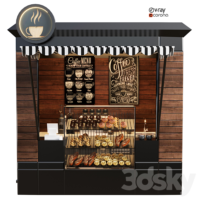 cafe 05 3DS Max Model - thumbnail 3