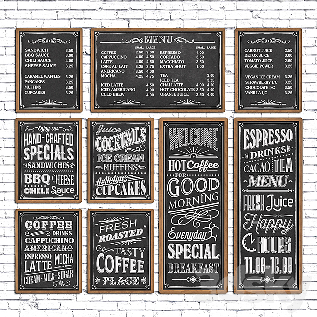 Cafe chalk boards 3ds Max - thumbnail 1