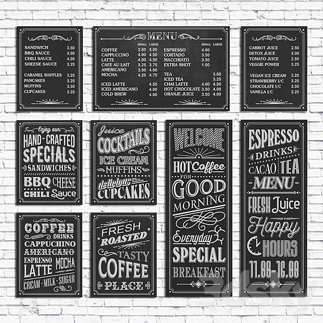 Cafe chalk boards 3ds Max - thumbnail 2