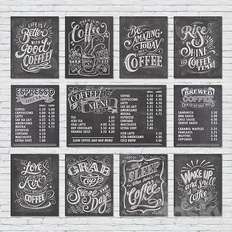 Cafe chalkboards 3DS Max - thumbnail 2