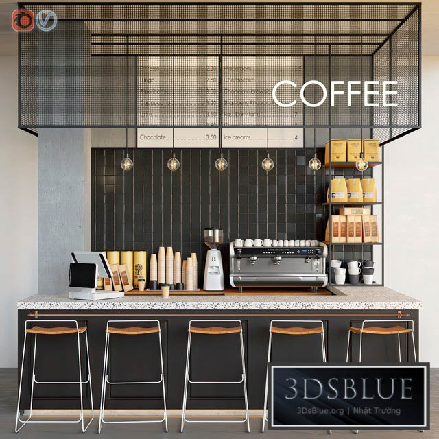 Cafe Coffeeshop Dark 3DS Max - thumbnail 3