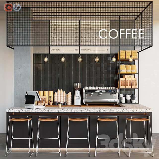 Cafe Coffeeshop Dark 3DSMax File - thumbnail 1