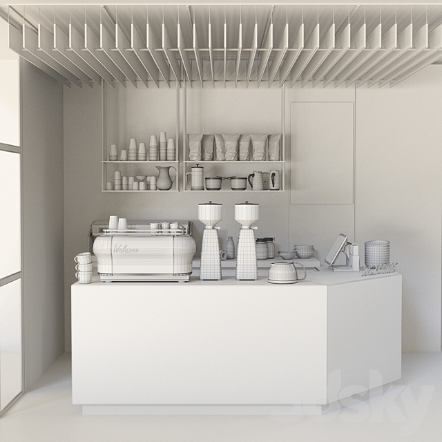 Cafe design 5. Coffee. coffee maker. coffee machine. coffee point. coffee grinder. dishes. marble. panels 3DSMax File - thumbnail 3