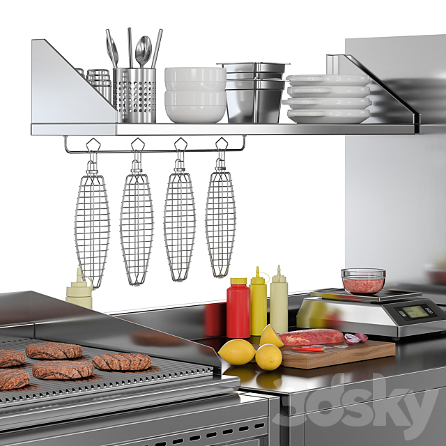 Cafe Equipment Set 2 3DS Max Model - thumbnail 6