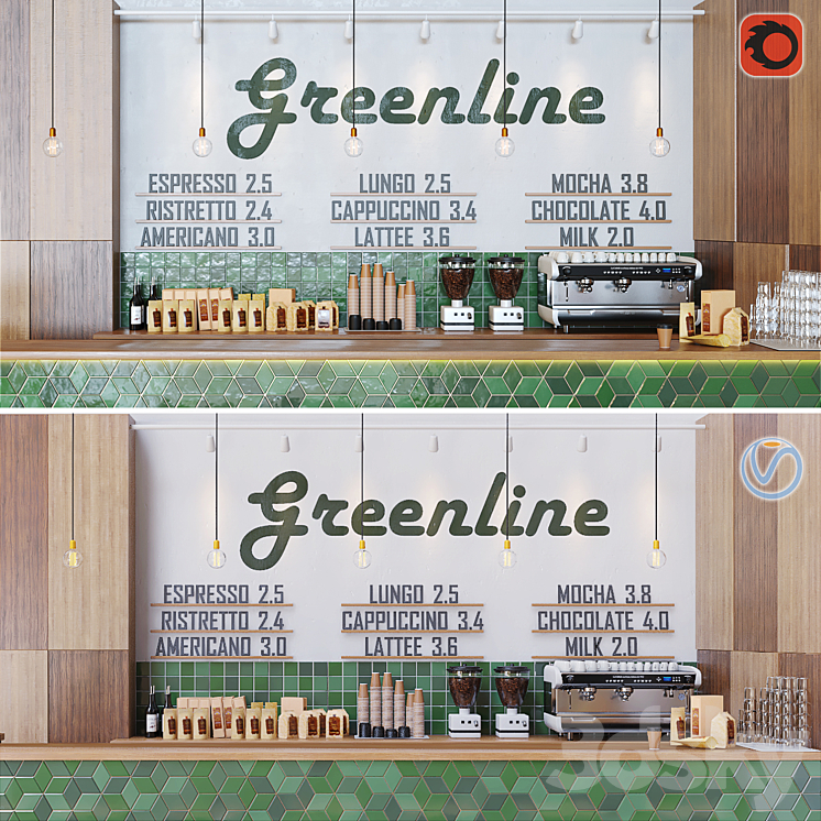 Cafe greenline 3DS Max - thumbnail 2