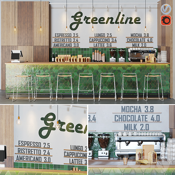 Cafe greenline 3DS Max - thumbnail 1