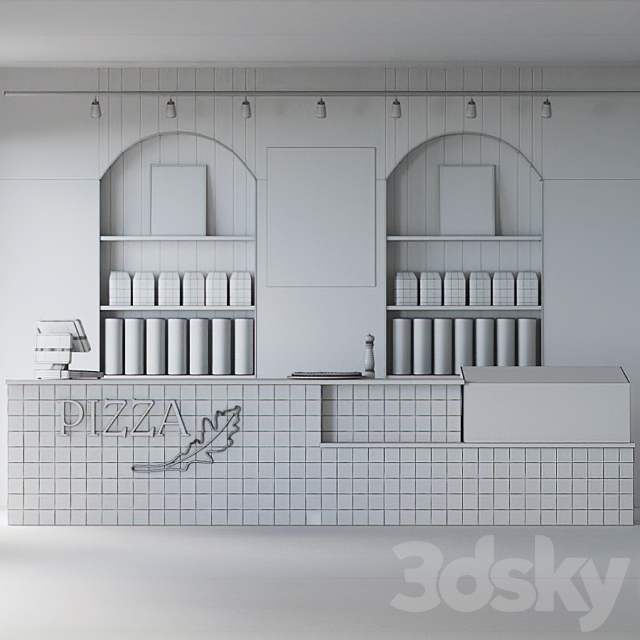 Cafe pizzeria 3DS Max Model - thumbnail 5