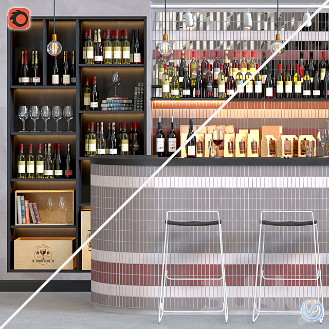 Cafe wine and wine 3DS Max Model - thumbnail 2