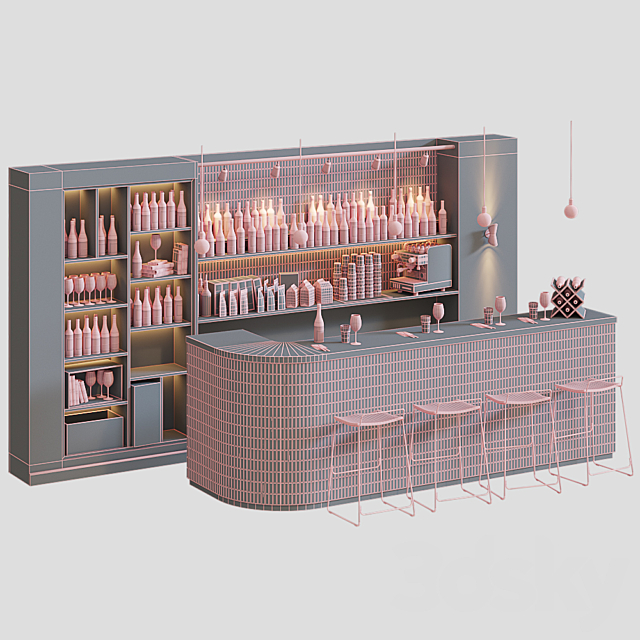 Cafe wine and wine 3DS Max Model - thumbnail 3