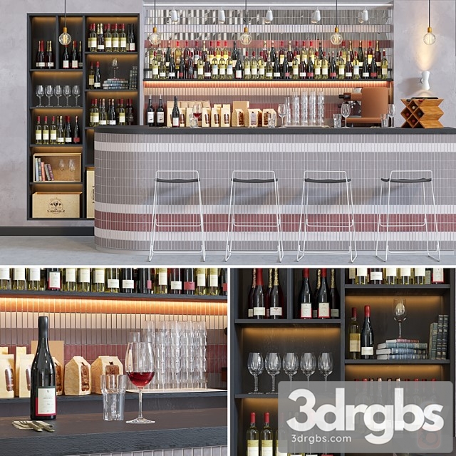 Cafe wine and wine 3dsmax Download - thumbnail 1