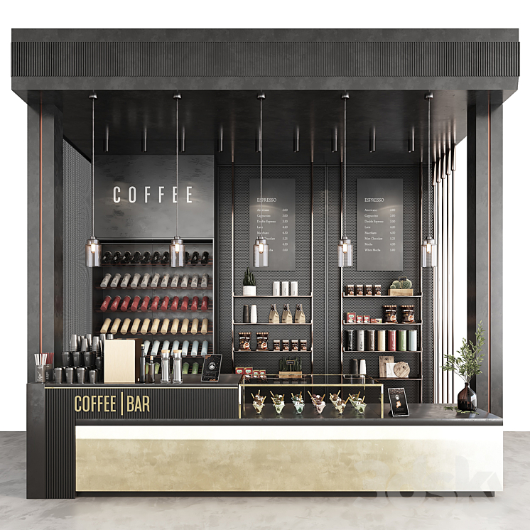 coffee bar 3DS Max Model - thumbnail 1