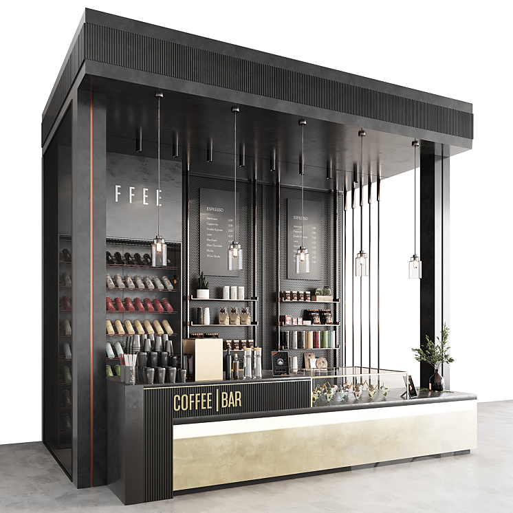 coffee bar 3DS Max Model - thumbnail 2