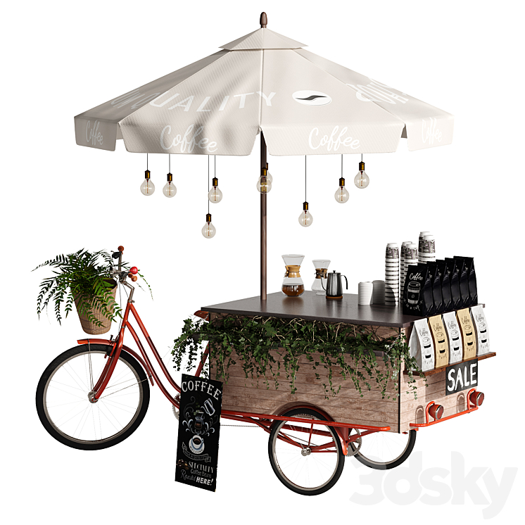 Coffee Bike mobile coffee 2 3DS Max - thumbnail 1