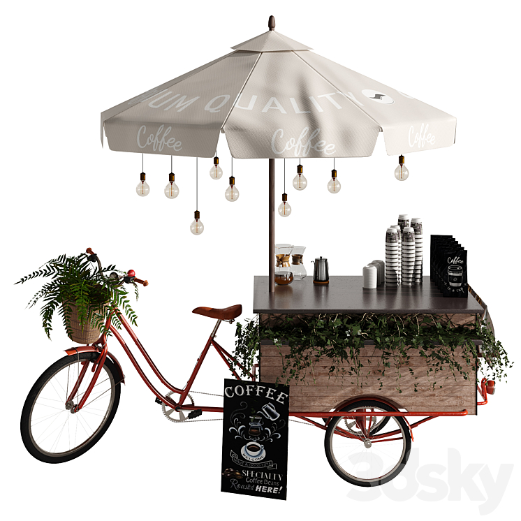 Coffee Bike mobile coffee 2 3DS Max - thumbnail 2