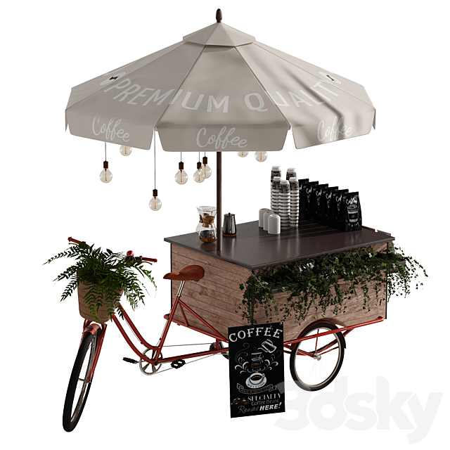 Coffee Bike mobile coffee 2 3DSMax File - thumbnail 3