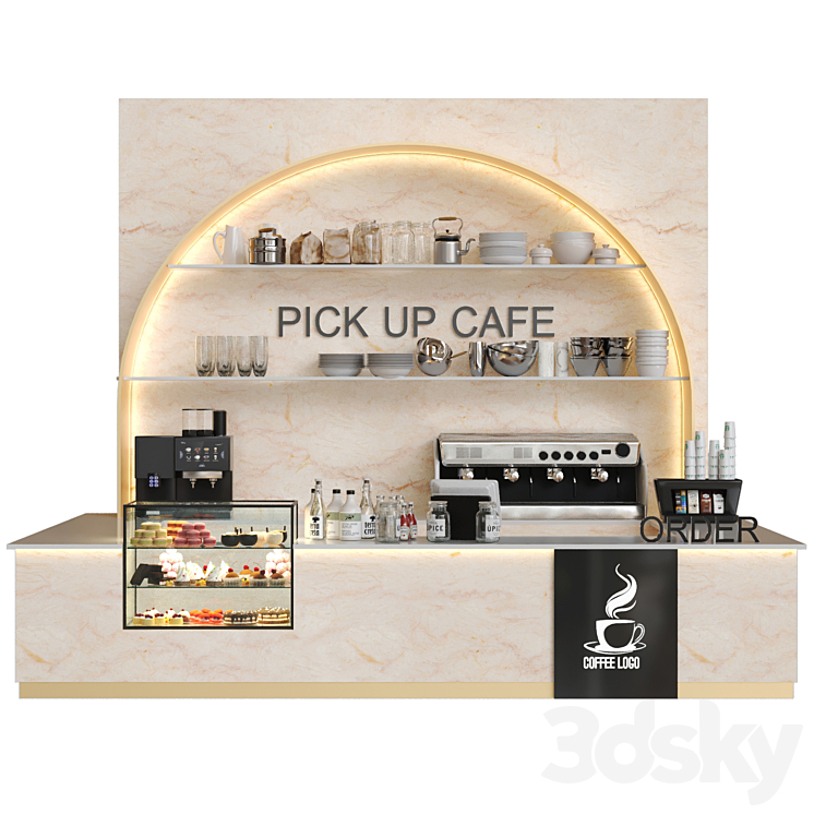 Coffee dot with marble. Cafe 3DS Max Model - thumbnail 3