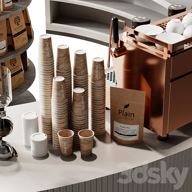 Coffee house 2 3DS Max Model - thumbnail 3