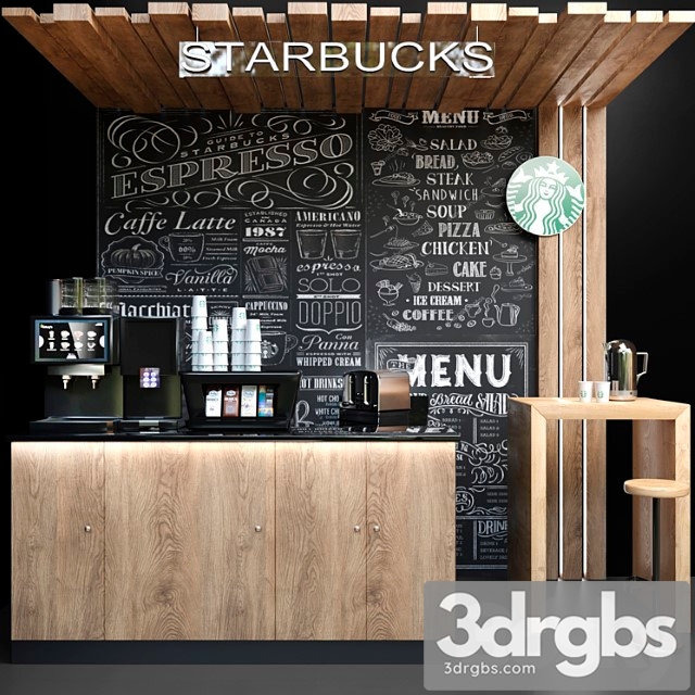 Coffee point starbucks cafe 3dsmax Download - thumbnail 1