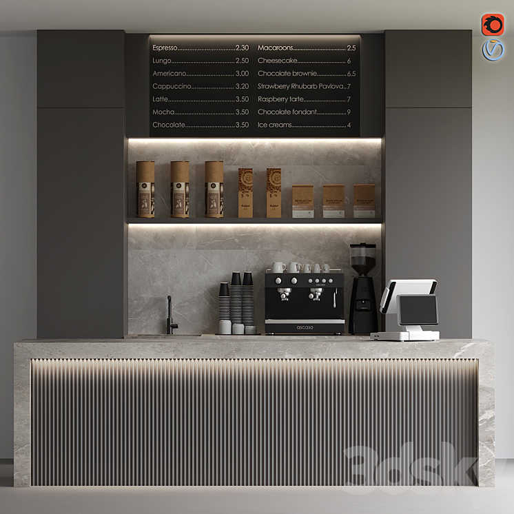 Coffee shop 3 3DS Max Model - thumbnail 1