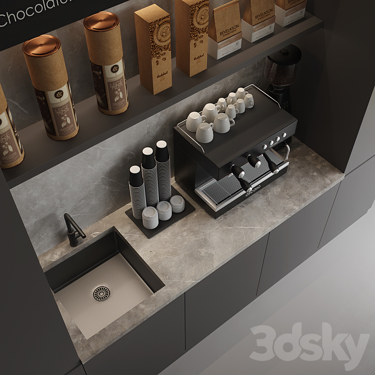 Coffee shop 3 3DS Max Model - thumbnail 2