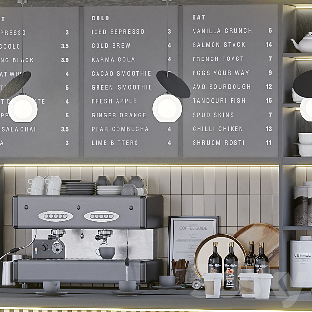 Coffee Shop 3. Corona 3DS Max Model - thumbnail 3