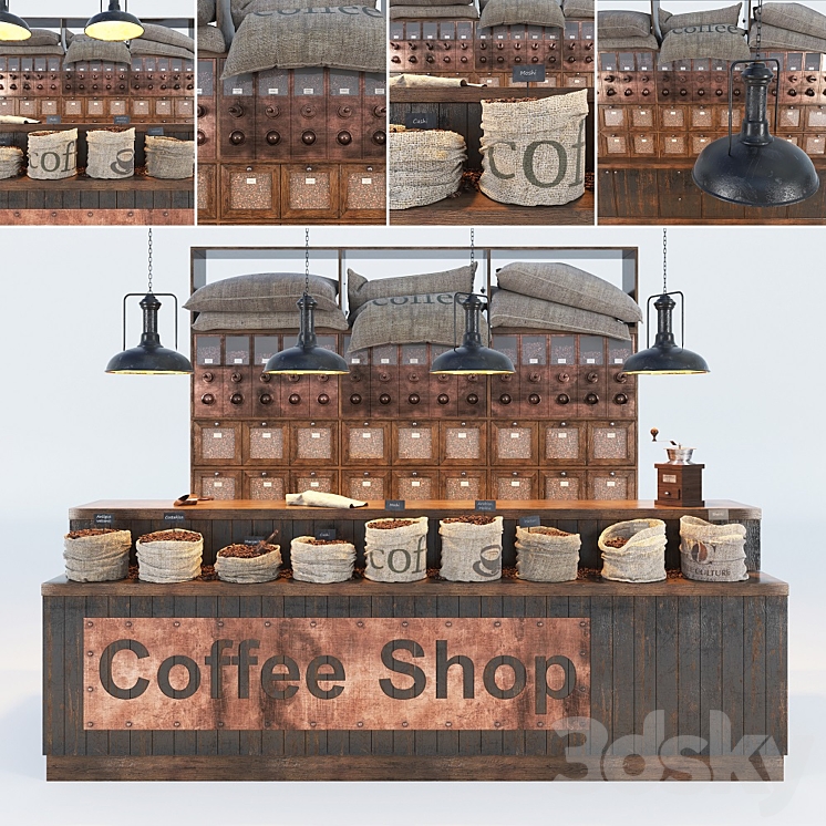 Coffee shop 3DS Max Model - thumbnail 1