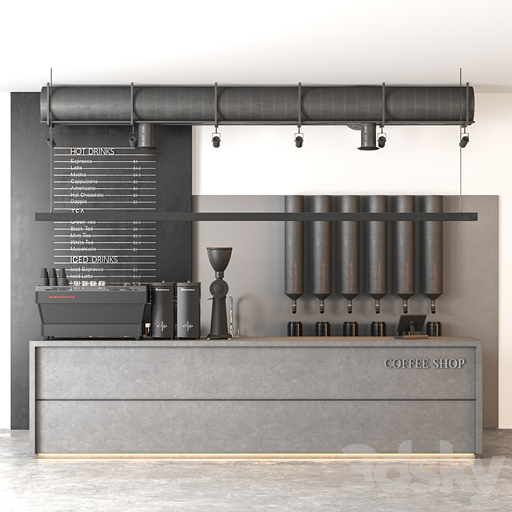 coffee shop 9 3DS Max Model - thumbnail 1