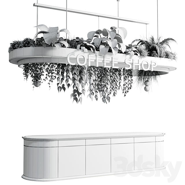 Coffee shop reception. Restaurant counter by hanging plant – 01 3DSMax File - thumbnail 5