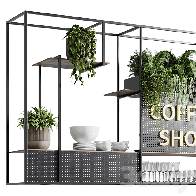Coffee shop reception. Restaurant counter by hanging plant – 02 3DSMax File - thumbnail 3