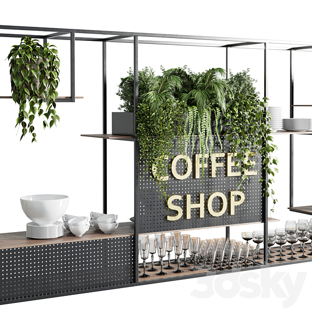 Coffee shop reception. Restaurant counter by hanging plant – 02 3DSMax File - thumbnail 4
