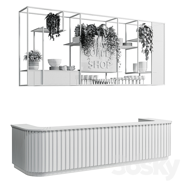 Coffee shop reception. Restaurant counter by hanging plant – 02 3DSMax File - thumbnail 6