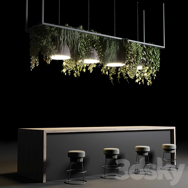 Coffee shop reception. Restaurant counter by hanging plant – 04 3DSMax File - thumbnail 6