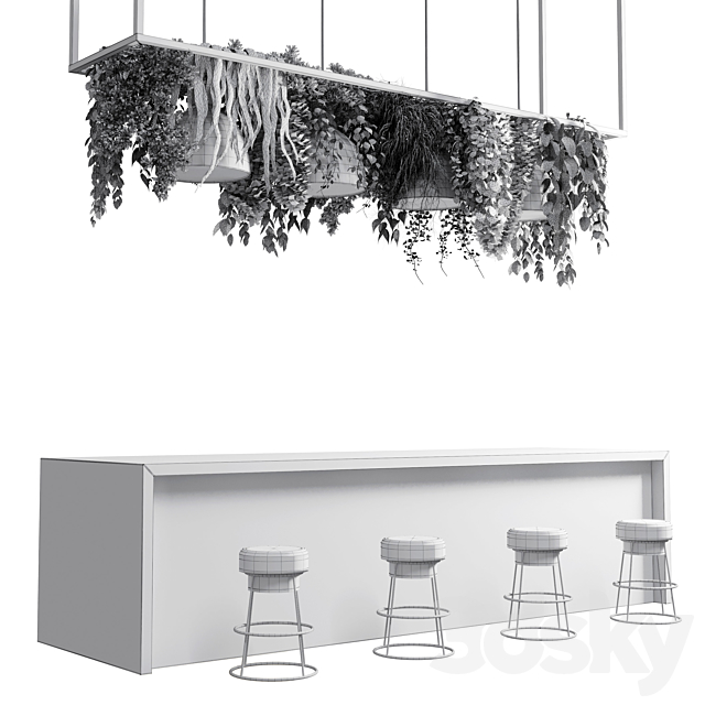 Coffee shop reception. Restaurant counter by hanging plant – 04 3DSMax File - thumbnail 7