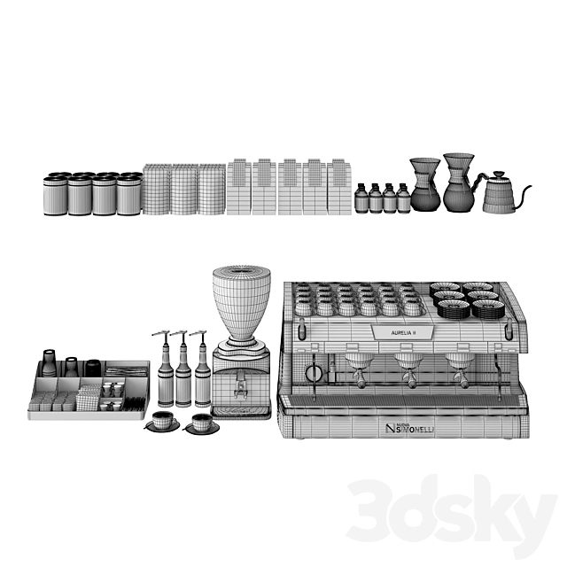 Coffee shop set 3DS Max Model - thumbnail 3