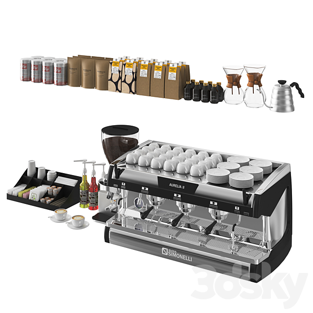 Coffee shop set 3DS Max Model - thumbnail 5