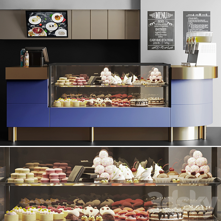 Confectionery shop with desserts and sweets 4. Cafe 3DS Max - thumbnail 1