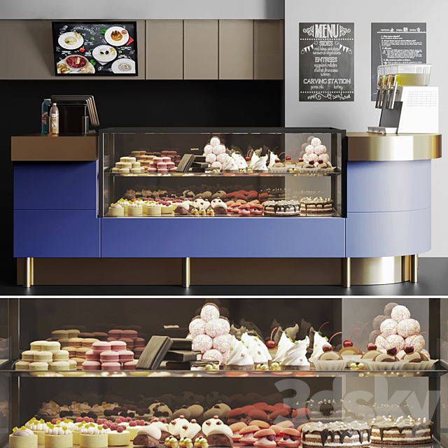 Confectionery shop with desserts and sweets 4. Cafe 3DSMax File - thumbnail 1