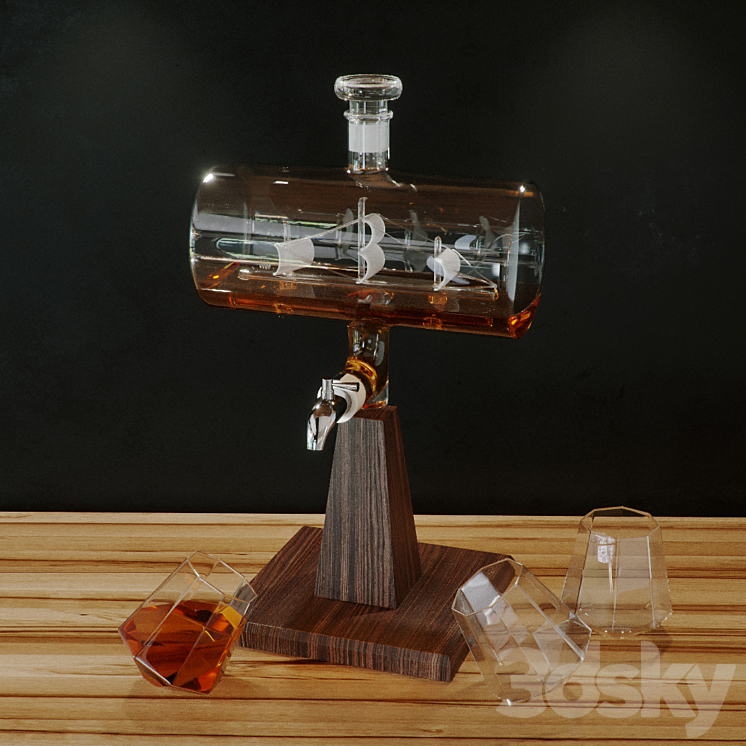 Constellation 1797 Decanter with glasses 3DS Max - thumbnail 1