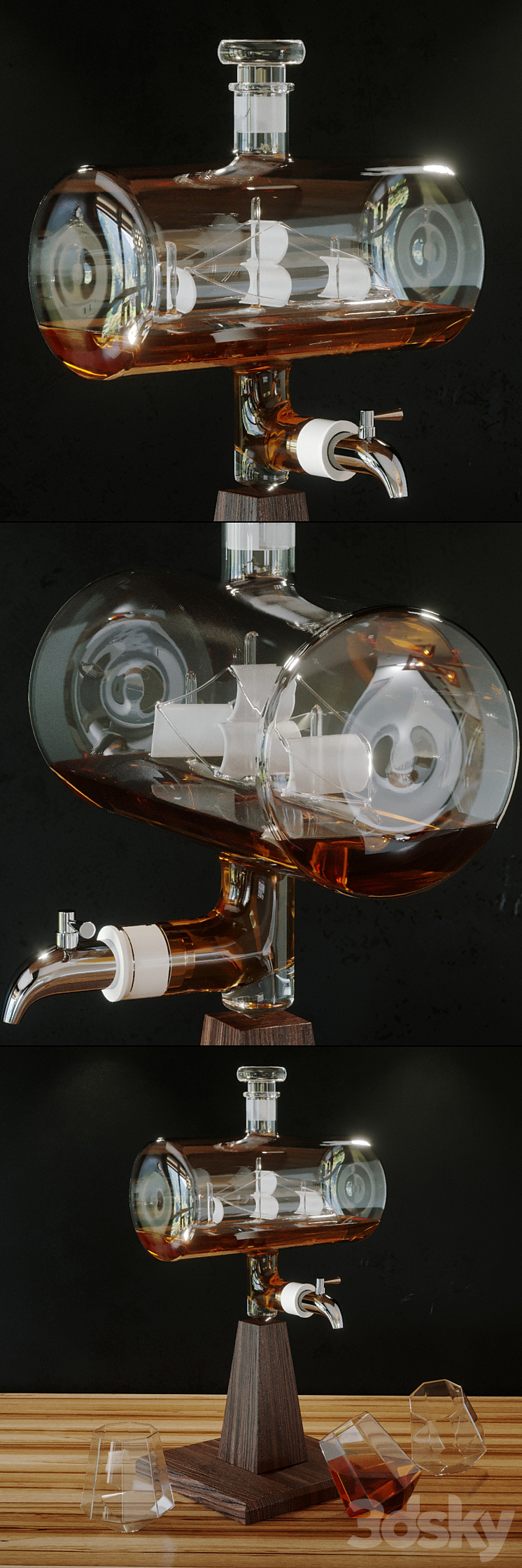 Constellation 1797 Decanter with glasses 3DS Max - thumbnail 2