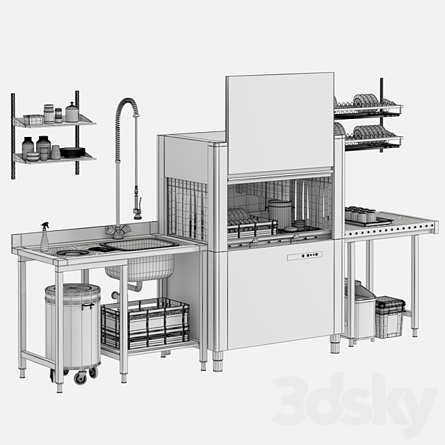 Conveyor dishwasher APACH ARC 100 3DSMax File - thumbnail 5