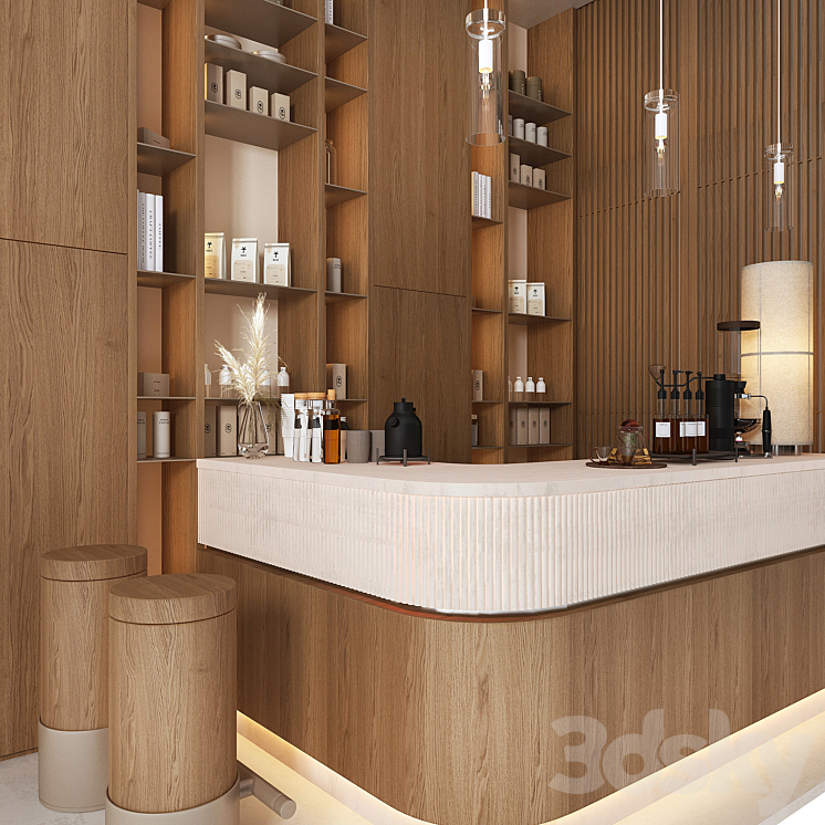 Corner Coffee Bar 3DS Max Model - thumbnail 2