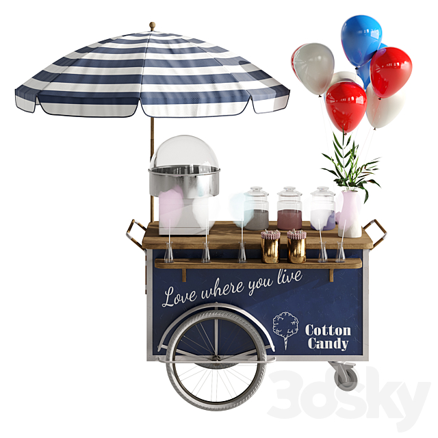 Cotton candy cart 3DS Max Model - thumbnail 2