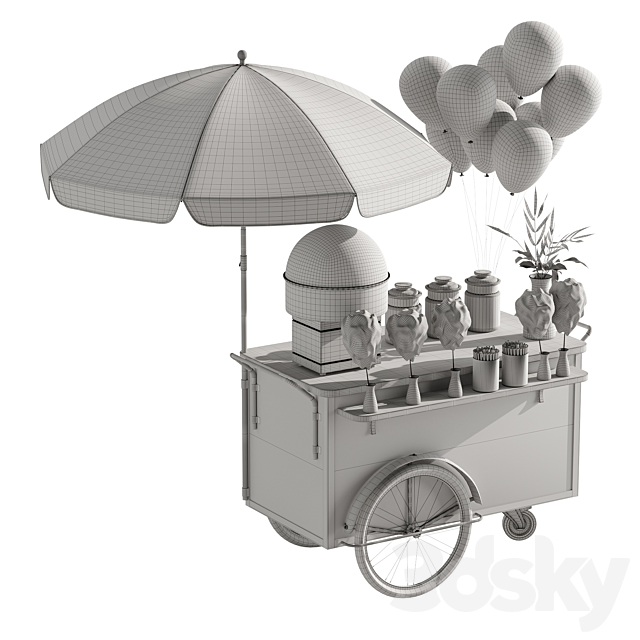 Cotton candy cart 3DS Max Model - thumbnail 5