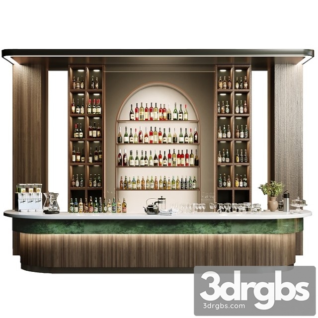 Design Of A Restaurant With A Bar and Wine Alcohol 3dsmax Download - thumbnail 1